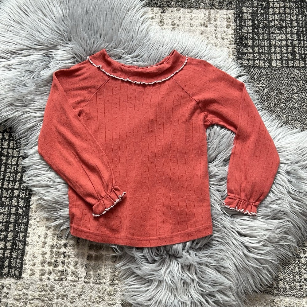 LALI Girls Knit Sunflower Top In Maroon Red Size 6Y‎